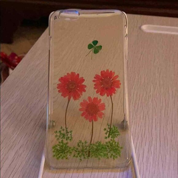 iPhone 6 Plus CLEAR SNAP Case w pressed flowers - Picture 1 of 7